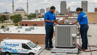 Professional AC repair service technician working in Detroit MI for acrepairdetroit.com