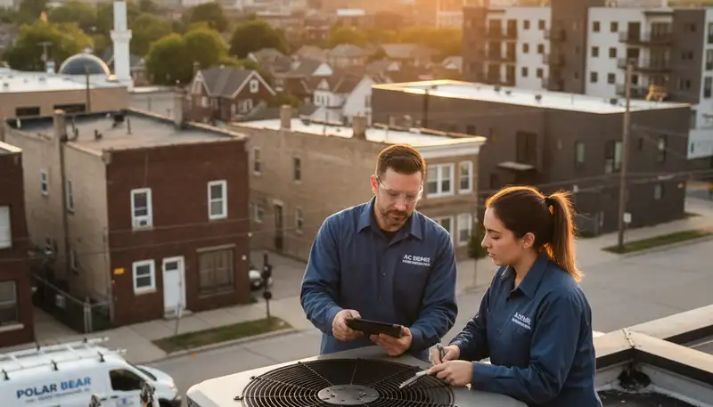 Professional HVAC technician providing AC repair service in Detroit, MI
