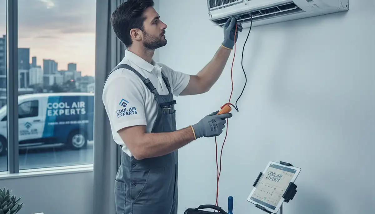 Technician performing AC repair in Detroit MI for Five Star Cooling residential service