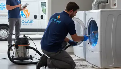 Technician performing professional dryer vent cleaning in Detroit MI for improved efficiency