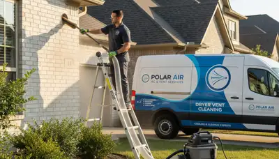 Technician cleaning dryer vent for improved airflow at Detroit MI home | Five Star Cooling